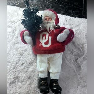 Oklahoma University OU sooners vintage Santa w tree collectible Santa workshop